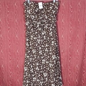 RALPH LAUREN Floral Meadow Brown Sleeveless Backless Floral Dress Women 6